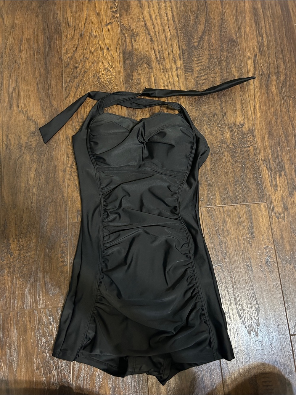 Black Halter Retro Pin-up Style One-Piece Swimsuit